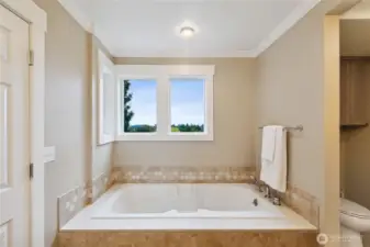 Relax and enjoy the soaking tub after a busy day.