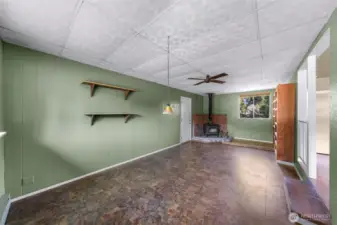 Original garage converted into living space bring additional square footage to this home provides access to 1 car garage