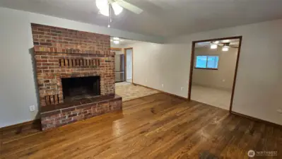 Family room, with doorway into the large extra finished room.