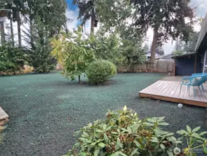 Enjoy your own peaceful retreat with a private backyard, enhanced by freshly hydor seeding!