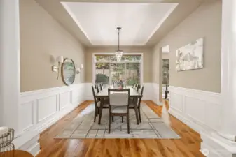 A closer view of the dining room as it exits to the kitchen.