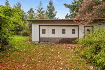 Detached double-car garage.