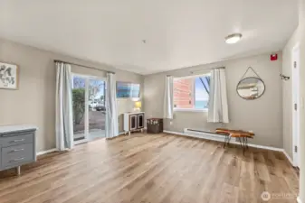 View from kitchen into living space.