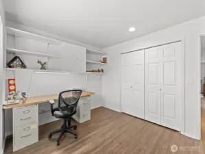Guest bedroom with built-in office space