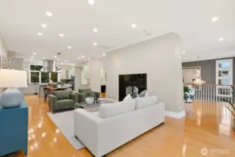 The kitchen and additional eating space are pictured here.