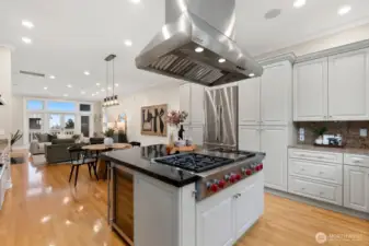 In one direction, you look west to towards the sound and mountains.