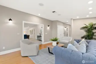 From the deck area, you can see the entrance to the primary suite.