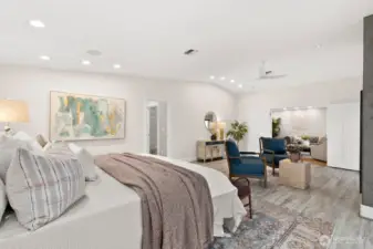 From here, you can see the hallway entrance to the closets and primary bath.