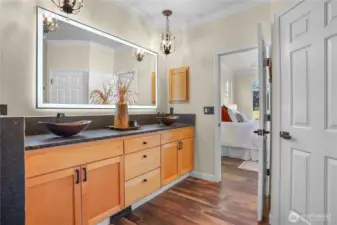 MASTER BATH w Bedroom beyond.