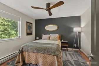 With calming views, the master bedroom has a second, app controlled ceiling fan!