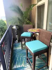 Adjacent to the terrace is a 5 X 10 ft covered balcony. A great space to put your barbeque out of the way or to sit in the shade.