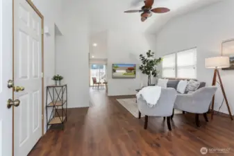 Spacious Living Room with vaulted ceiling