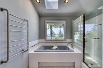 Feel like soaking your cares away in this awesome soaking tub?  Or just taking a quick shower?