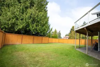 Fully fenced backyard.