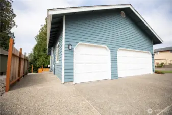 Oversized two car garage.