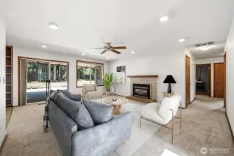 Virtually staged family room