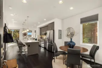 Dining room and views of the kitchen and great room