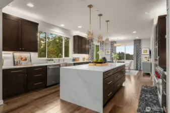 Chefs kitchen with custom lighting