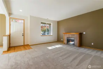 Living area with cozy gas fireplace