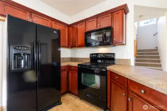 Kitchen with black appliances