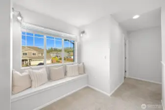 Built in bench 2nd floor stair landing