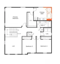 Second floor with 5-piece bath