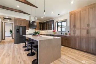 Kitchen with waterfall island