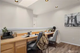 On the upper level landing there is a large 2-desk work area. Great for homework, work or crafts!