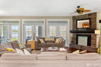 Great Room Lake Views - Corner  Fireplace