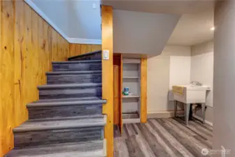 Stairs leading up to kitchen