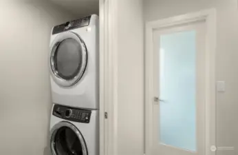 The Electrolux washer and dryer pair has been tucked away for your convenience.