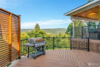 The gorgeous, newer Trex deck has multiple levels and encopmasses the magnificent view.