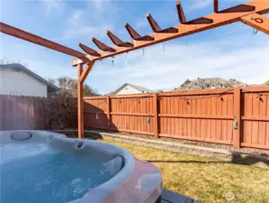 Hot tub in backyard