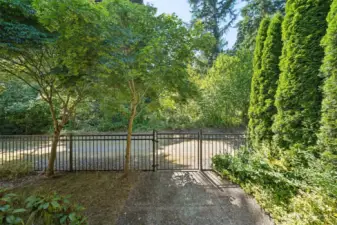 Back fence with gate out to the trail system