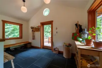 Spacious & inviting entry with tile & radiant floor heat