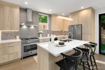 This is the main kitchen with island. The appliances are Bertazzoni.