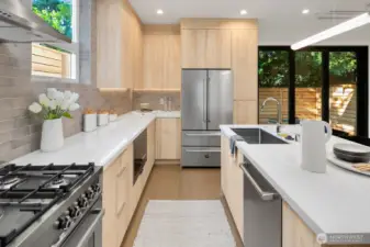 Clean and simple design in this efficient kitchen layout.