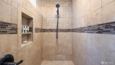 Large walk-in shower.