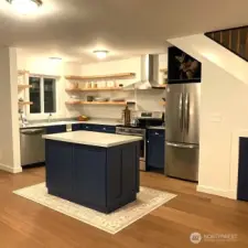 Kitchen Virtually Staged with Kitchen Island.