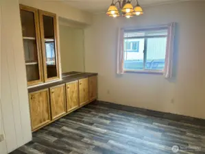 Dining room with cabinets