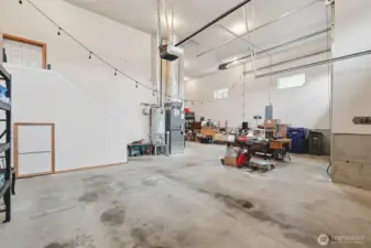 Oversized RV garage bay with high ceilings.