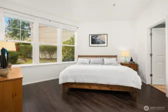 Spacious primary suite with walk-in closet.