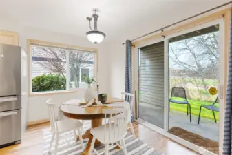 Dedicated eating area and access to private back patio