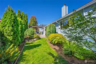 Mature landscaping provides privacy