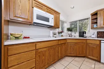 Kitchen with Oak Cabinets.