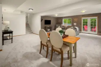 Spacious rec room on the lower level.