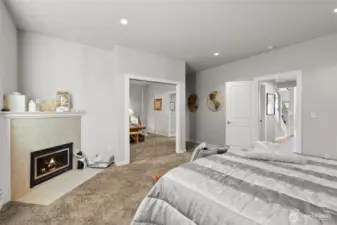 Beside the walk-in closet there is an additional one behind the mirrored doors