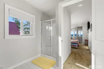 The second bedroom ensuite bathroom with walk-in shower...