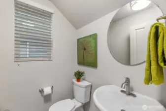 Handy main floor powder room for guests