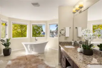 updated and spacious primary bath